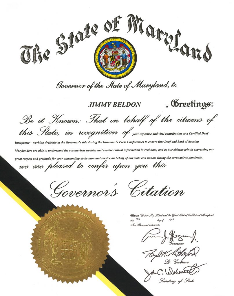 Governor's Citation: Jimmy Beldon