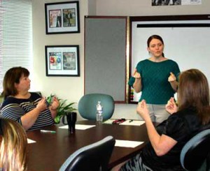 Interns at a workshop