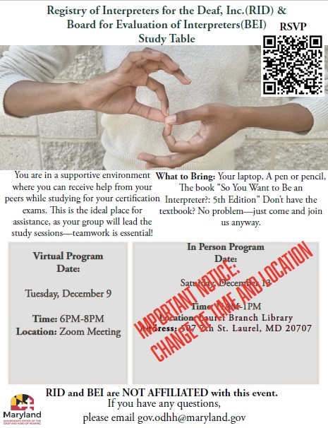 Registry of Interpreters for the Deaf, Inc.(RID) & Board for Evaluation of Interpreters(BEI) Study Table