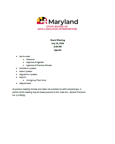 July 16, 2026 SBSLI Board Meeting Agenda