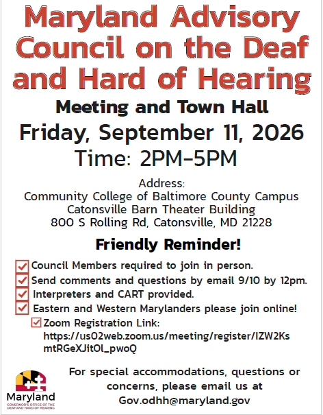 Sept 11, MACDHH Meeting