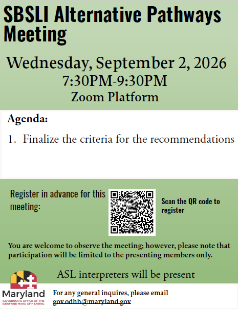 SBSLI Alternative Pathways Meeting September 2, 2026